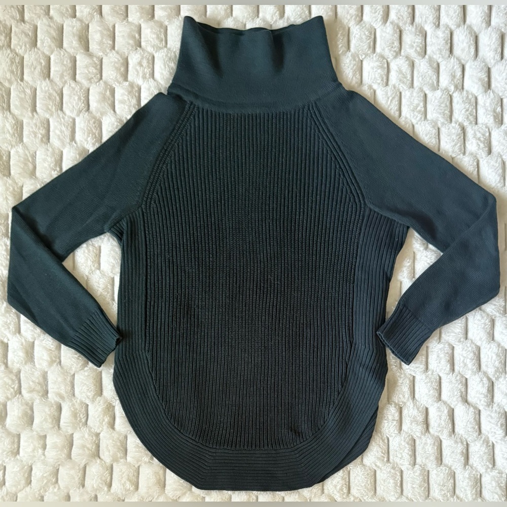Athleta Ravine Merino Wool Blend Funnel Neck Tunic Sweater Hunter Green XXS EUC - Picture 3 of 10